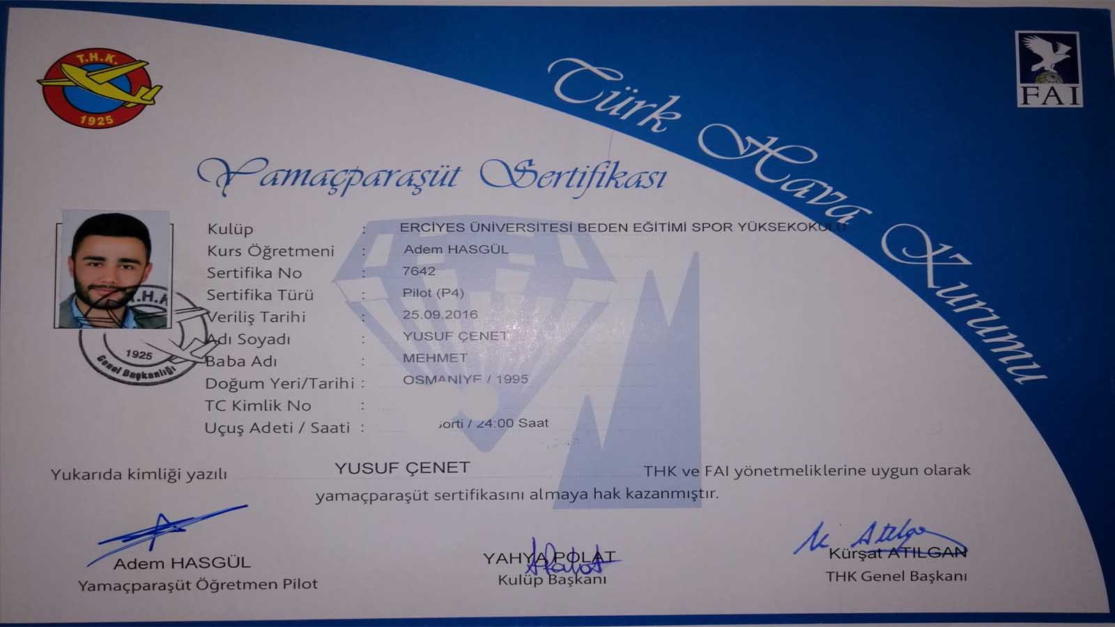 Yamaç Paraşütü P4 Sertifikası İleri Seviye